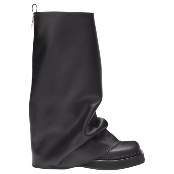 The Attico Women’s Robin Black Leather Y2K Multilayer Shark Combat Boot Sz 41 11